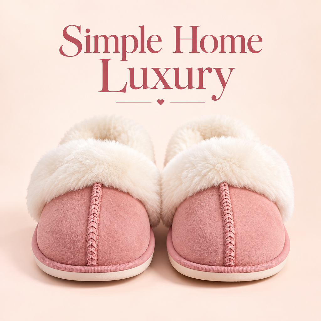 Women’s Faux Suede Slippers with Fluffy Cuffs