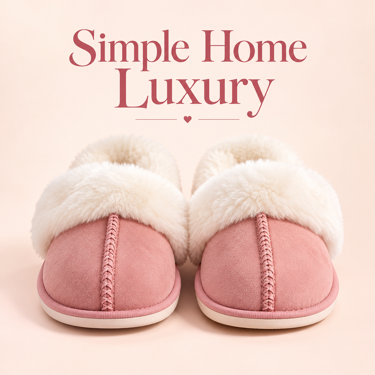 Women’s Faux Suede Slippers with Fluffy Cuffs