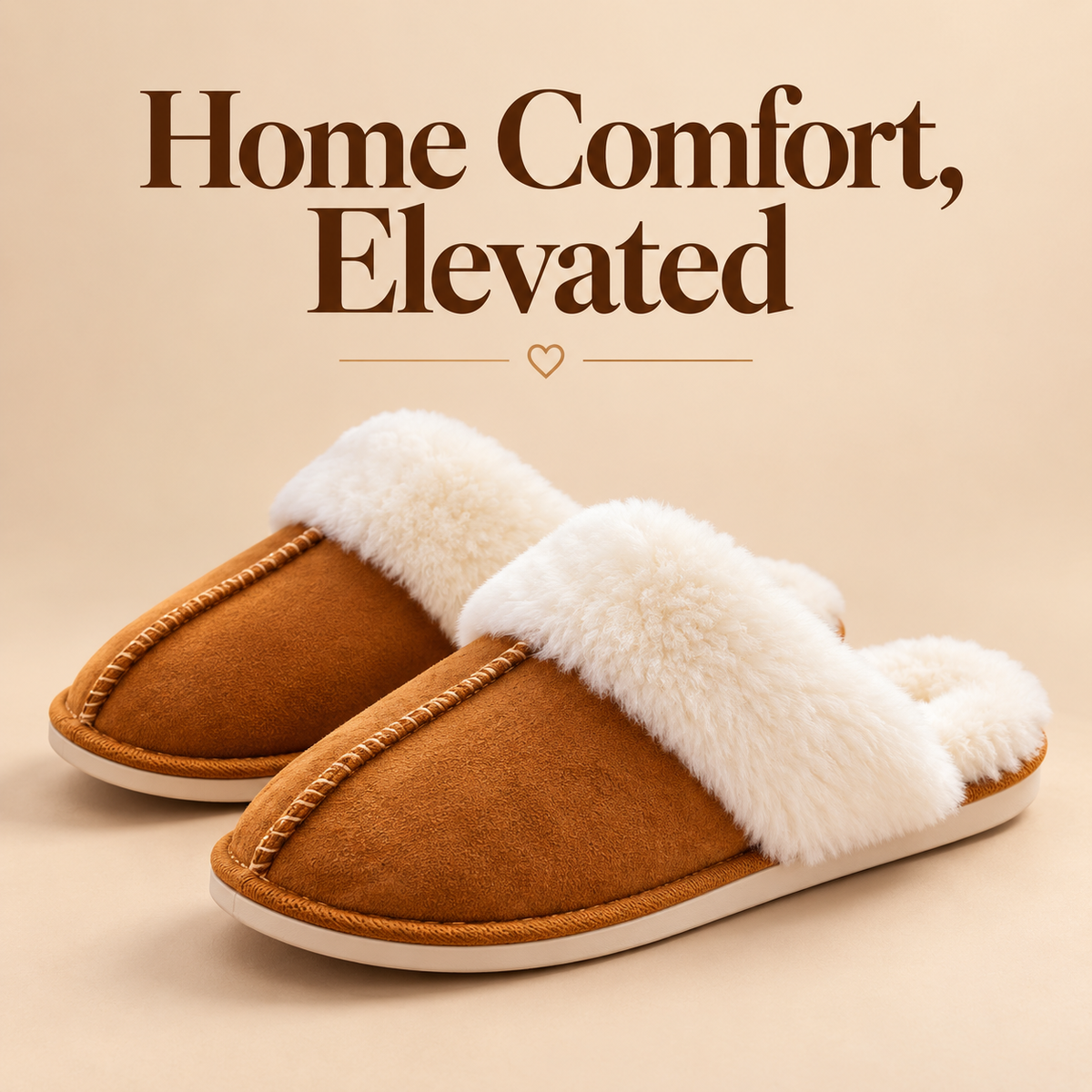 Women’s Faux Suede Slippers with Fluffy Cuffs