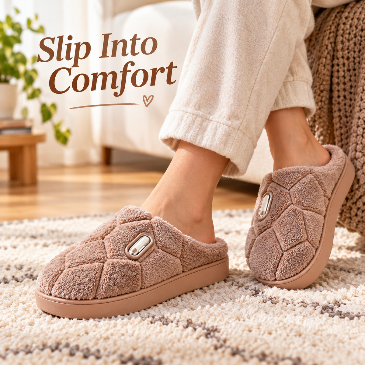 Men’s Plush Slip-On Slippers