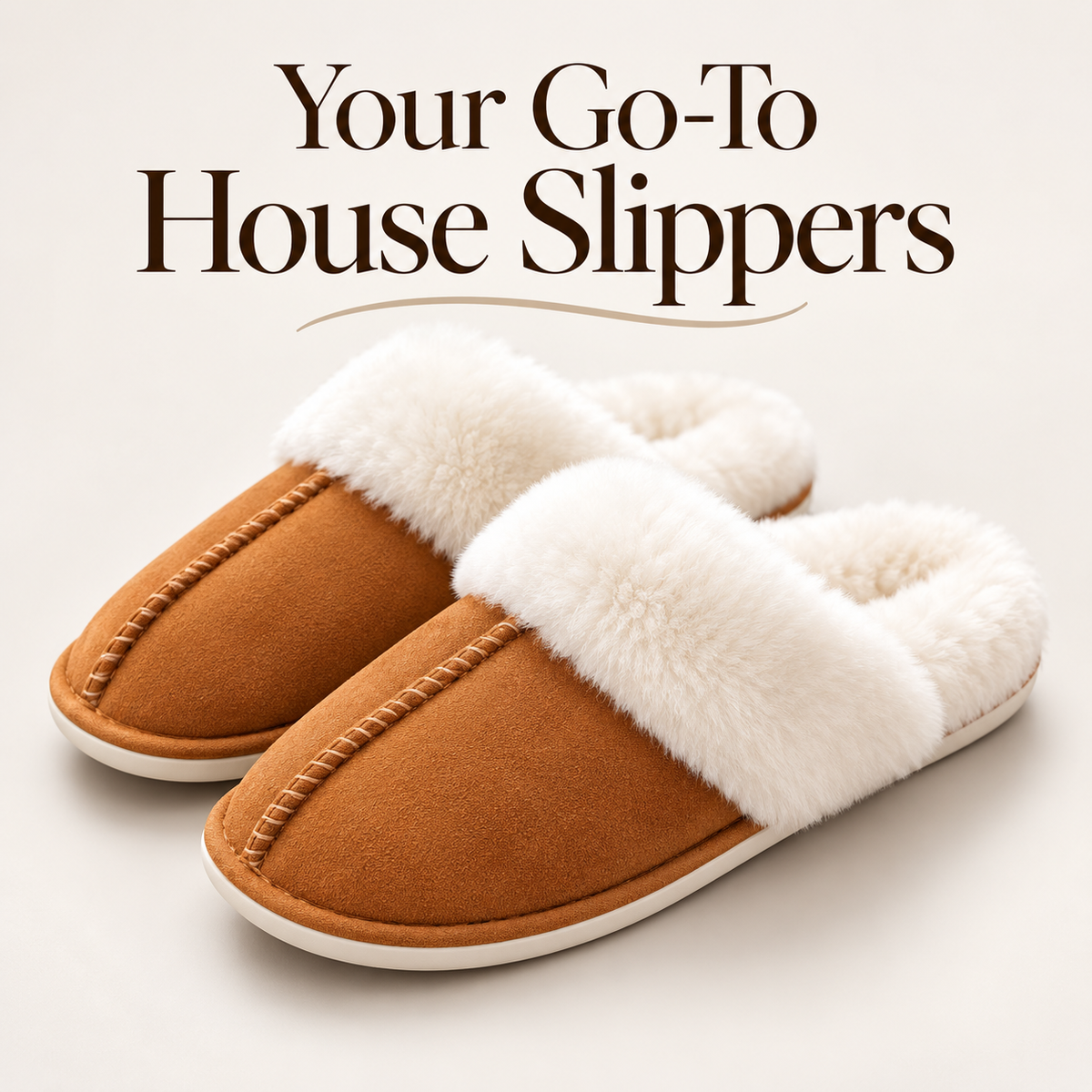 Women’s Faux Suede Slippers with Fluffy Cuffs