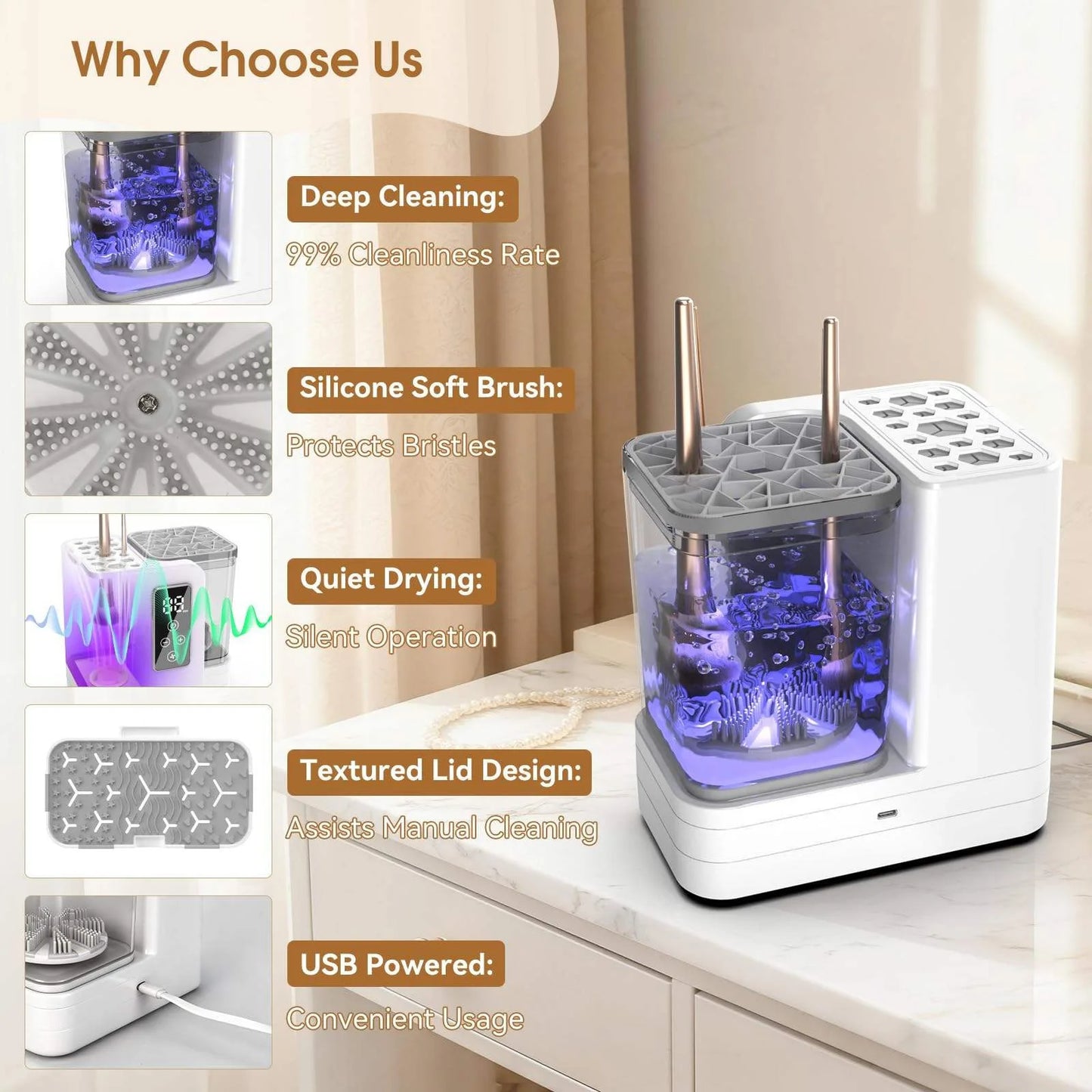 Electric Makeup Brush Cleaner & Dryer — Type-C Rechargeable